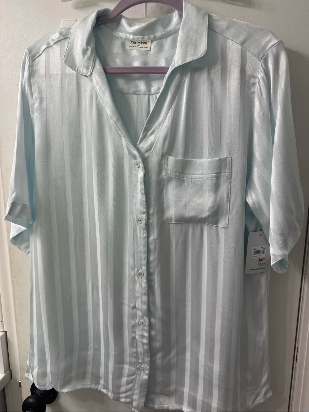 Tommy John Pale Blue Satin Stripe Pajama Set